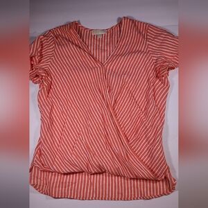 Womens Michael Kors orange and white blouse